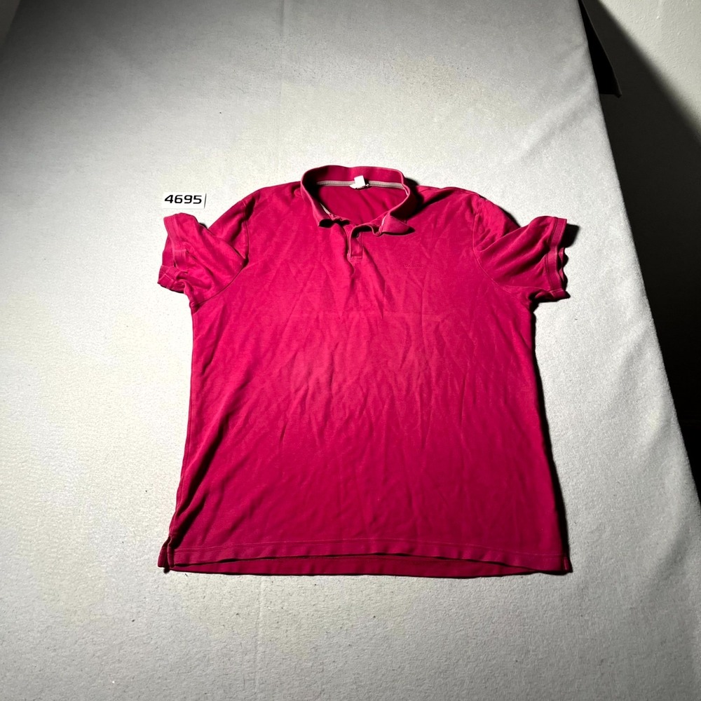 Calvin Klein Polo Shirt Men Large Pink‎ Embroidered Logo Side Slit Golf Tennis